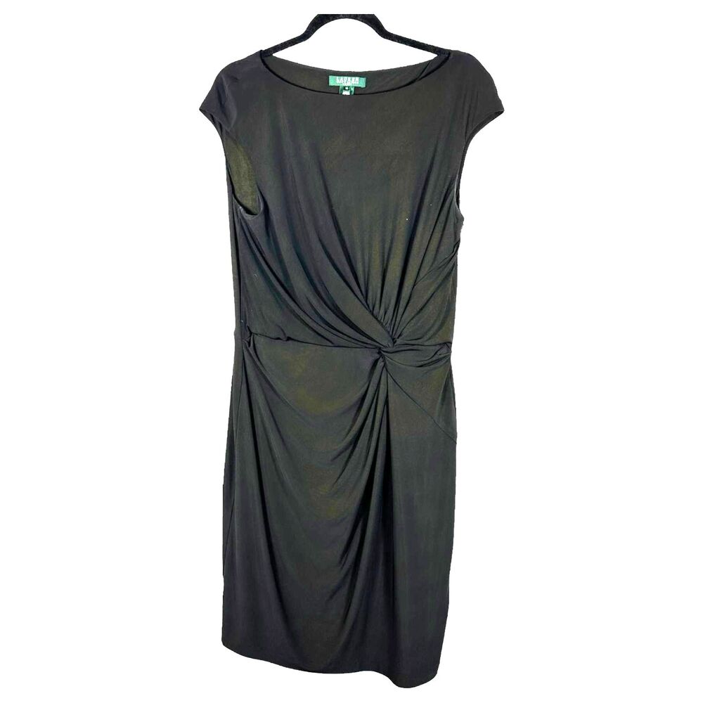 Lauren Ralph Lauren Black Fitted Cinched Ruched Cocktail Dress Size 16